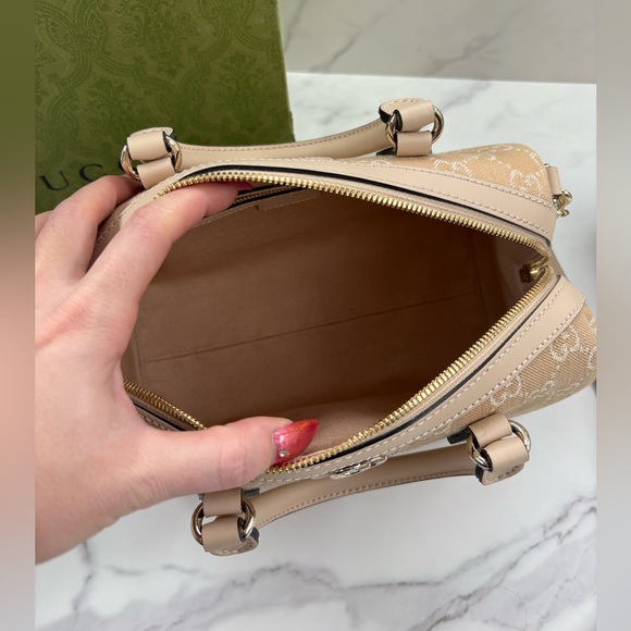 🔥GUCCI•Denim & Calfskin GG Ophidia Small Boston Bag - Picture 7 of 10